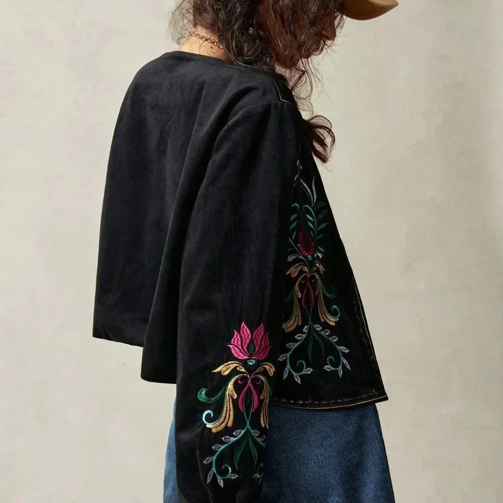 Black Casual Women's Knitted Lantern Long Sleeve Loose Regular Cardigan - Picture 8 of 9